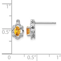 Sterling Silver Rhodium-plated Citrine & Diam. Earrings view 4