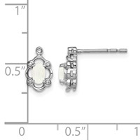 Sterling Silver Rhodium-plated Created Opal & Diam. Earrings view 4