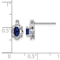 Sterling Silver Rhodium-plated Created Sapphire & Diam. Earrings view 4