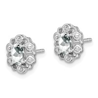 Sterling Silver Rhodium-plated White Topaz & Diam. Earrings view 2