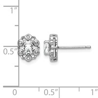 Sterling Silver Rhodium-plated White Topaz & Diam. Earrings view 4