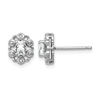 Sterling Silver Rhodium-plated White Topaz & Diam. Earrings view 1