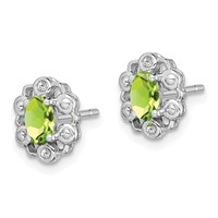 Sterling Silver Rhodium-plated Peridot & Diam. Earrings view 2