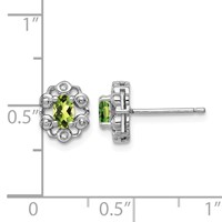Sterling Silver Rhodium-plated Peridot & Diam. Earrings view 4