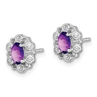 Sterling Silver Rhodium-plated Amethyst & Diam. Earrings view 2