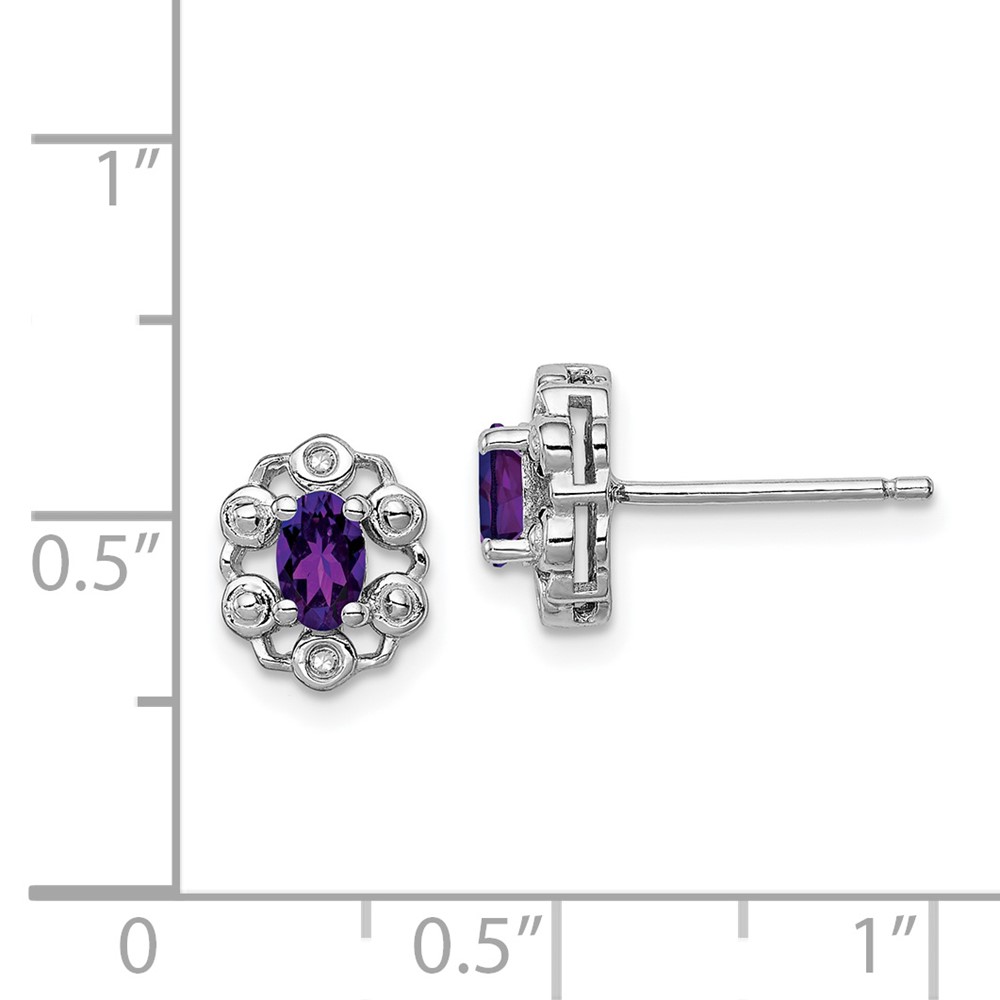 Sterling Silver Rhodium-plated Amethyst & Diam. Earrings (QBE22FEB)