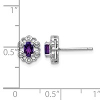 Sterling Silver Rhodium-plated Amethyst & Diam. Earrings view 4