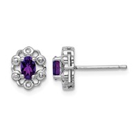 Sterling Silver Rhodium-plated Amethyst & Diam. Earrings view 1