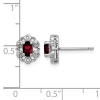Sterling Silver Rhodium-plated Garnet & Diam. Earrings view 4