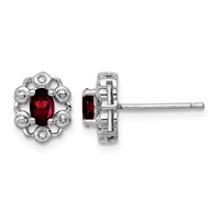 Sterling Silver Rhodium-plated Garnet & Diam. Earrings view 1