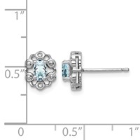 Sterling Silver Rhodium-plated Aquamarine & Diam. Earrings view 4