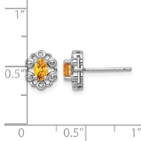 Sterling Silver Rhodium-plated Citrine & Diam. Earrings view 4