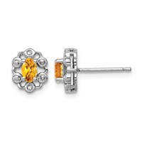 Sterling Silver Rhodium-plated Citrine & Diam. Earrings view 1