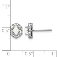 Sterling Silver Rhodium-plated Created Opal & Diam. Earrings view 4