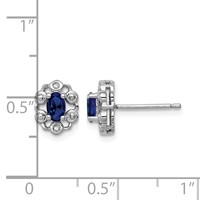 Sterling Silver Rhodium-plated Created Sapphire & Diam. Earrings view 4