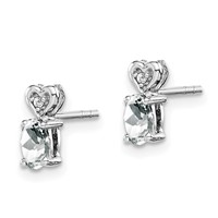 Sterling Silver Rhodium-plated White Topaz & Diam. Earrings view 2