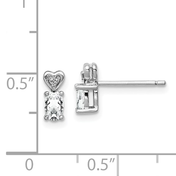 Oval Gemstone and Diamond Heart Post Earrings