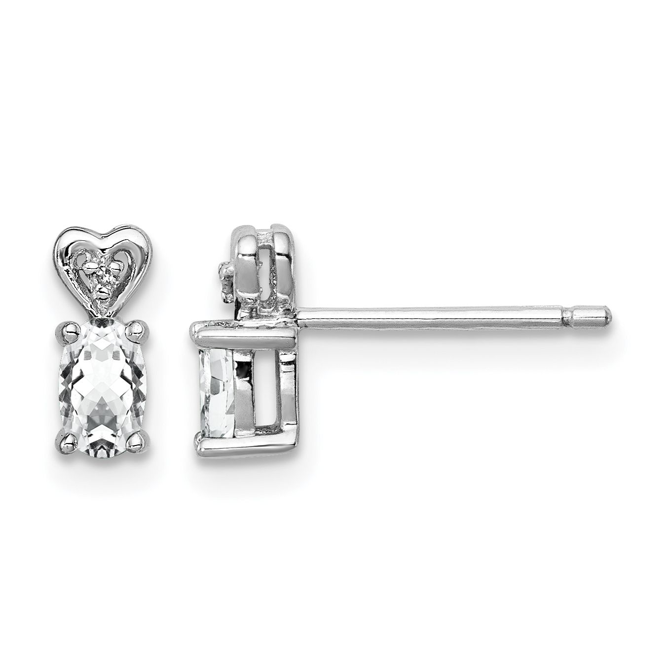 Sterling Silver Rhodium-plated White Topaz & Diam. Earrings (QBE23APR)