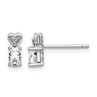 Sterling Silver Rhodium-plated White Topaz & Diam. Earrings view 1