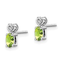 Sterling Silver Rhodium-plated Peridot & Diam. Earrings view 2