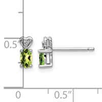 Sterling Silver Rhodium-plated Peridot & Diam. Earrings view 4