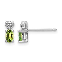 Sterling Silver Rhodium-plated Peridot & Diam. Earrings view 1