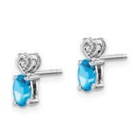 Sterling Silver Rhodium-plated Light Swiss Blue Topaz & Diam. Earrings view 2