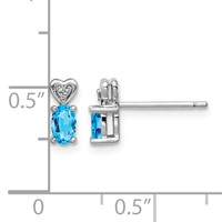 Sterling Silver Rhodium-plated Light Swiss Blue Topaz & Diam. Earrings view 4