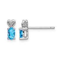 Sterling Silver Rhodium-plated Light Swiss Blue Topaz & Diam. Earrings view 1