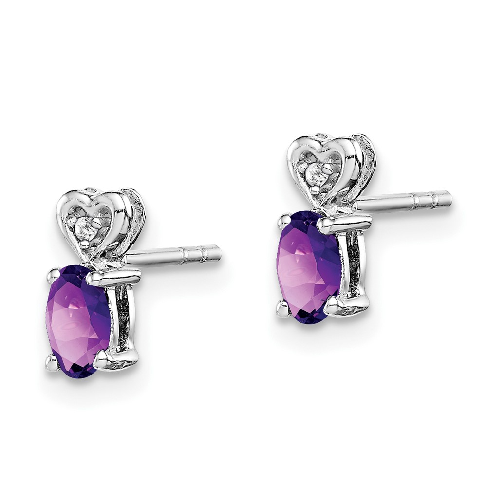 Sterling Silver Rhodium-plated Amethyst & Diam. Earrings (QBE23FEB)