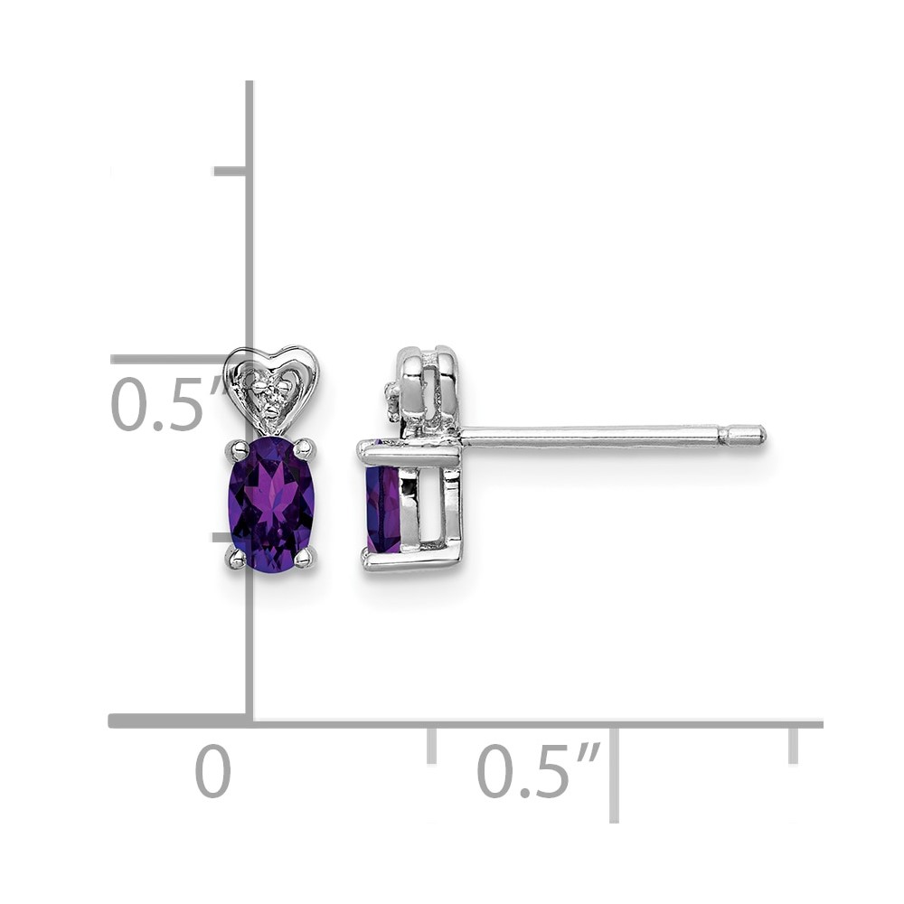 Sterling Silver Rhodium-plated Amethyst & Diam. Earrings (QBE23FEB)