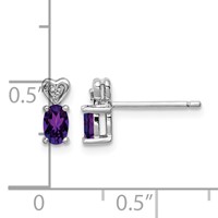 Sterling Silver Rhodium-plated Amethyst & Diam. Earrings view 4