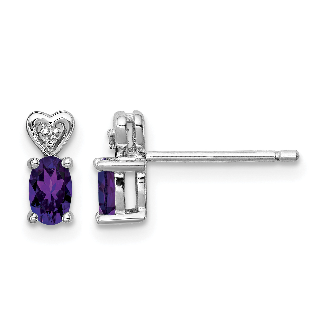 Sterling Silver Rhodium-plated Amethyst & Diam. Earrings (QBE23FEB)
