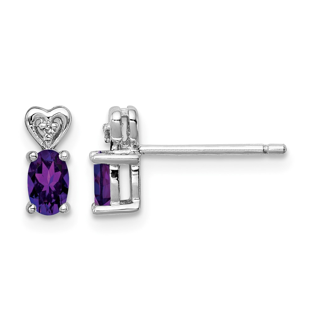 Sterling Silver Rhodium-plated Amethyst & Diam. Earrings (QBE23FEB)
