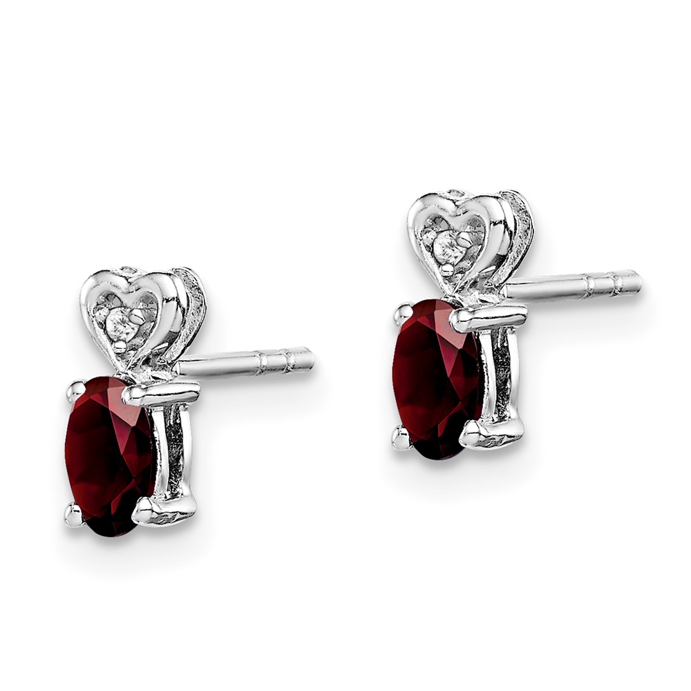 Sterling Silver Rhodium-plated Garnet & Diam. Earrings (QBE23JAN)