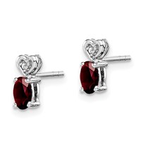 Sterling Silver Rhodium-plated Garnet & Diam. Earrings view 2