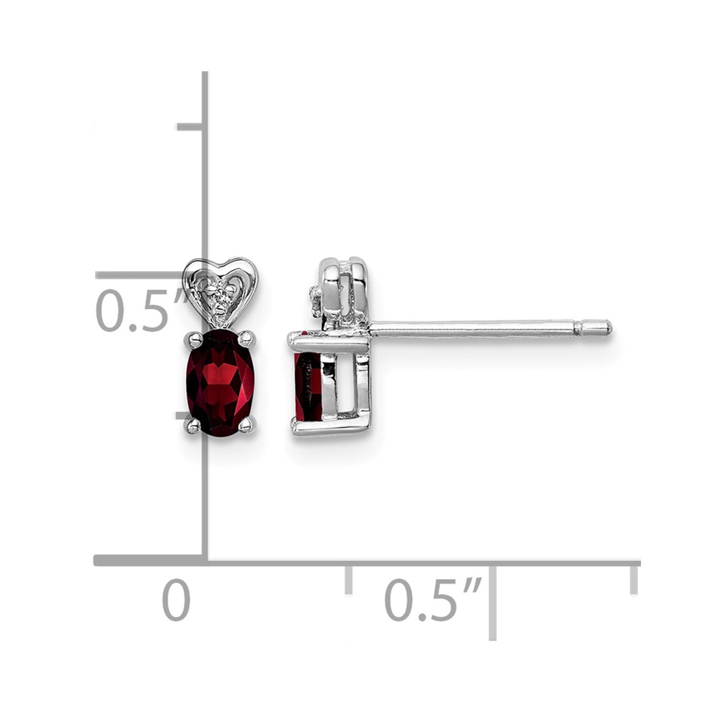 Sterling Silver Rhodium-plated Garnet & Diam. Earrings (QBE23JAN)