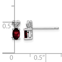 Sterling Silver Rhodium-plated Garnet & Diam. Earrings view 4