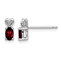 Sterling Silver Rhodium-plated Garnet & Diam. Earrings view 1