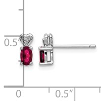Sterling Silver Rhodium-plated Created Ruby & Diam. Earrings view 4