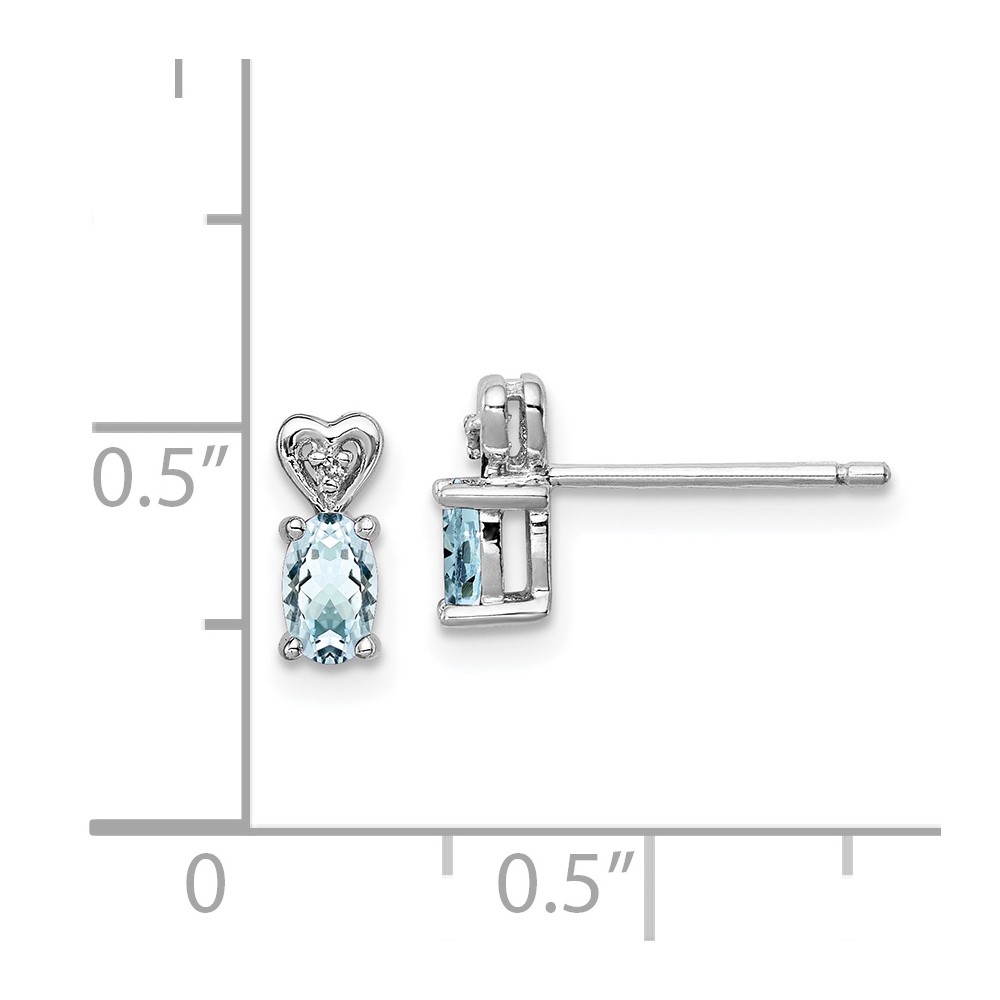 Sterling Silver Rhodium-plated Aquamarine & Diam. Earrings (QBE23MAR)