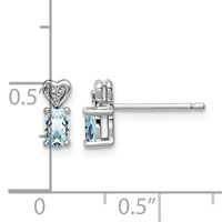 Sterling Silver Rhodium-plated Aquamarine & Diam. Earrings view 4