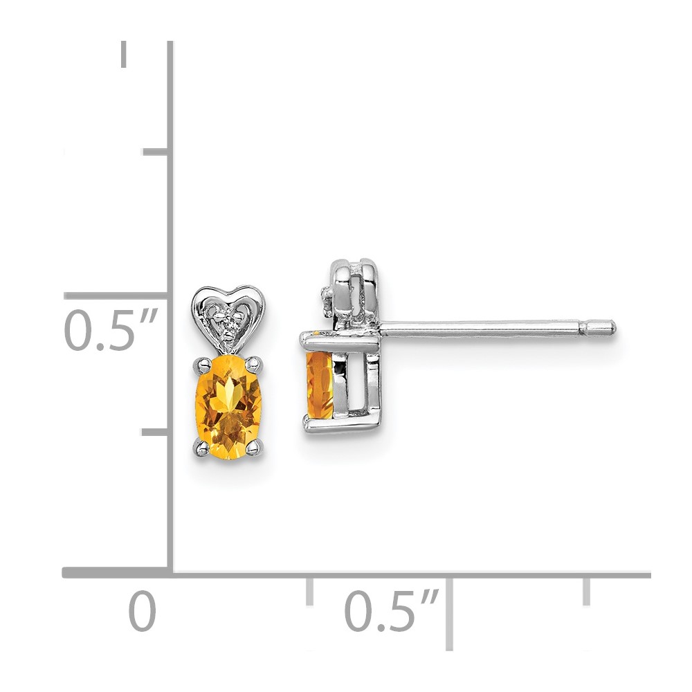 Sterling Silver Rhodium-plated Citrine & Diam. Earrings (QBE23NOV)