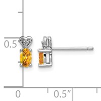 Sterling Silver Rhodium-plated Citrine & Diam. Earrings view 4