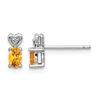 Sterling Silver Rhodium-plated Citrine & Diam. Earrings view 1