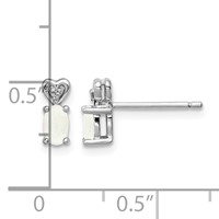 Sterling Silver Rhodium-plated Created Opal & Diam. Earrings view 4