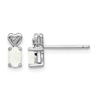 Sterling Silver Rhodium-plated Created Opal & Diam. Earrings view 1