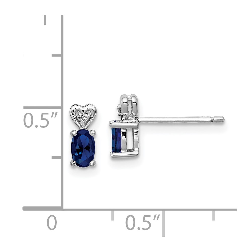 Sterling Silver Rhodium-plated Created Sapphire & Diam. Earrings (QBE23SEP)