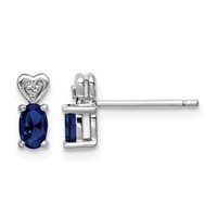 Sterling Silver Rhodium-plated Created Sapphire & Diam. Earrings view 1
