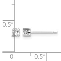 Sterling Silver Rhodium-plated 3mm Round White Topaz Post Earrings view 4